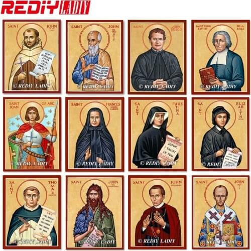 REDIY LADIY Diamond Painting Crystal Needlework Mosaic Square Pattern Diamond Embroidery Saint John Icon Rhinestones Paintings