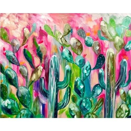 Crystal Cactus Flower 40×50CM Painting By Numbers Hand Painted Oil Painting Adult Child Picture Colouring Home Decor Unique Gift
