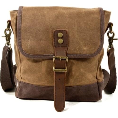 Japan Korea Oil Wax Canvas Leather Crossbody Bag Men Military Army Vintage Messenger Bags Shoulder Bag Casual Travel Bags