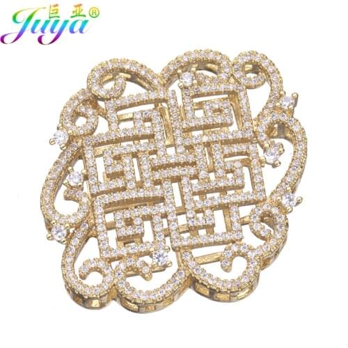 Women Luxury Pearls Necklace Making Accessories Micro Pave Zircon Floating Pattern Metal Decorative Element Connectors Findings
