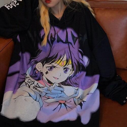 Comic Printed Autumn Winter Women Hooded Sweater Fashion Top Sweatshirt Hoodies Harajuku Blouse Streetwear Oversized Hoodie Punk