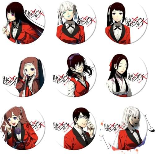 Kakegurui Anime 50mm Badge Yumeko Jabami Sayaka Kirari Runa Midari Ikishima Momobami Ririka Yumemi Metal Badge Brooch Pins
