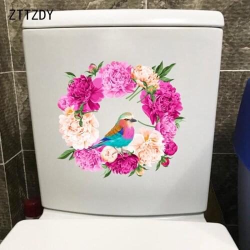 ZTTZDY 24.9×22.6CM Carnation Wreath Home Living Room Wall Stickers Creative WC Toilet Decoration T2-1239