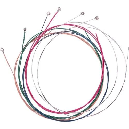 1 Set 6Pcs Rainbow Colorful Color Strings for Acoustic Guitar Ukulele Instrument