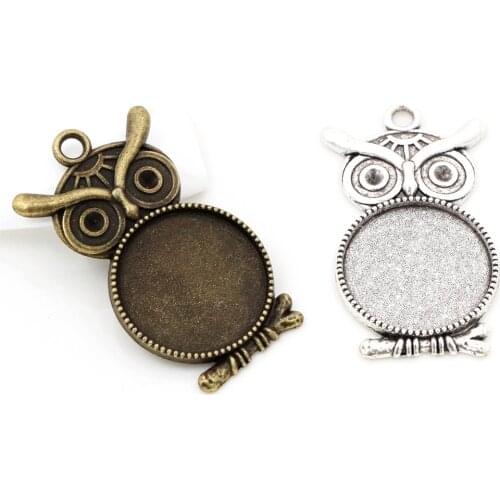 5pcs 20mm Inner Size Antique Silver Plated and Bronze Colors Classic Style Cabochon Base Setting Charms Pendant