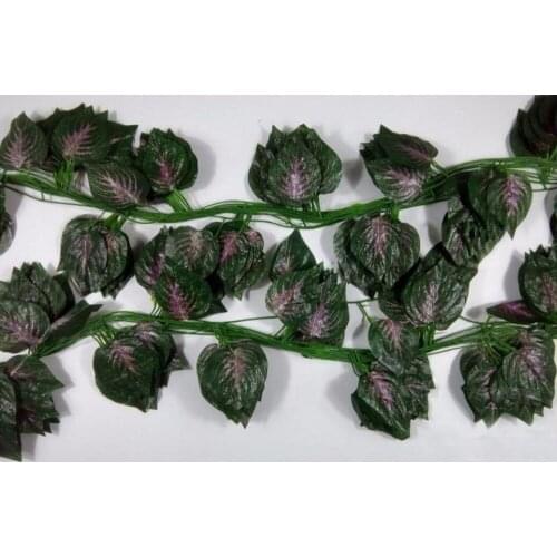 12pcs 7.8 feet Wired Perilla Leaf Leaves Garland Ivy Silk Artificial Vine Greenery For Wedding Home Office Decoration
