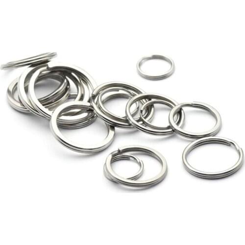 20pcs 304 Stainless Steel Round Flat Split Keychain Ring 15/20/25/28/30mm Ring Circles For Keychain Making DIY