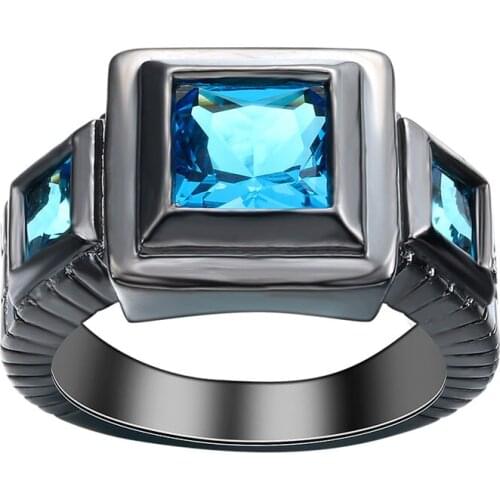 2016 fashion wedding ring red blue zircon gold-color gun plated wedding party engagement jewelry for women men rings wholesale