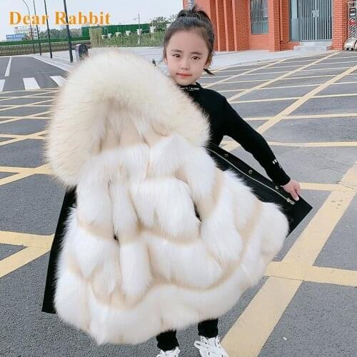 2020 Fashion winter Children Faux Fox Fur Coat Kid Boys Girls clothing Clothes Hooded Thick Warm Jacket Outerwear Parka snowsuit