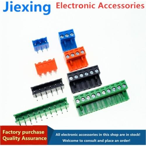 5 sets of MG2EDG-5.08 pluggable PCB terminal blocks UL environmental protection green blue orange black curved straight needle E