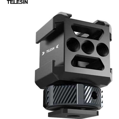 Aluminum Triple Cold Shoe Mount Adapter with 1/4 3/8 Interface ARRI Locating Hole for Camera Mic Articulating Arm Mounting