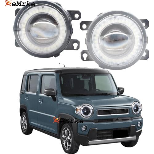 2 Pieces Car LED Lens Fog Lights Assembly Angel Eye DRL Daytime Runinng Light Lamp for Suzuki Hustler 2020 2021
