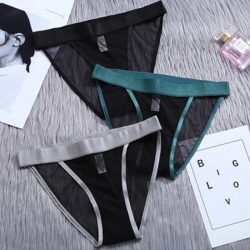 Free Shipping Thin Section Mesh Briefs Sexy Lingerie Plus Size Splicing Seamless Panties Underwear Women One Time Bikini Panty