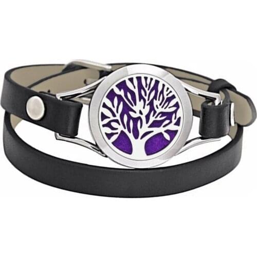BOSHI Stainless Steel Jewelry Wrap Bracelet Men Diffuser Essential Oil Aromatherapy PU Leather Bracelet For Women Jewelry 25mm