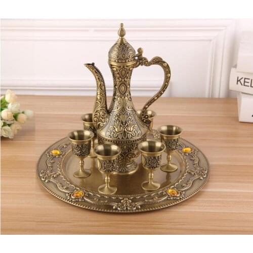 Europe 8pcs/set Bronze Metal Wine Set Distillation Column Alcohol Distiller Zinc Alloy Tank For Whiskey JJ050