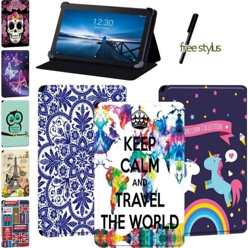 Tablet Case for Lenovo (Tab E7/Tab E8/Tab E10) 7 Inch 8 Inch 10.1 Inch - Anti-Dust Old Image Pattern Flip Cover Case + Stylus
