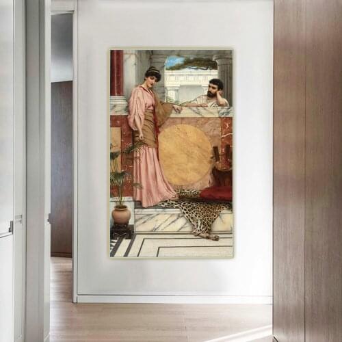 Citon John William Godward《Waiting For An Answer》Canvas Oil Painting Artwork Poster Picture Wall Hanging Decorations Home Decor