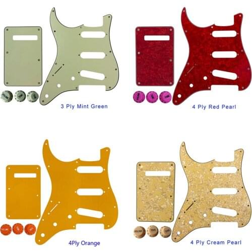 Pleroo Parts - For Left hand US Anti-Pickup Scratch Plate With 11 Srew Hole For SSS Guitar Pickguard & Back Plate & Control Knob