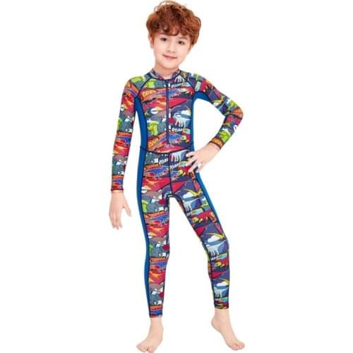 Childrens One Pieces Swimwear Boys Cartoon Long-Sleeved Long Pants Swimming Student Floating Diving Wetsuit Clothing