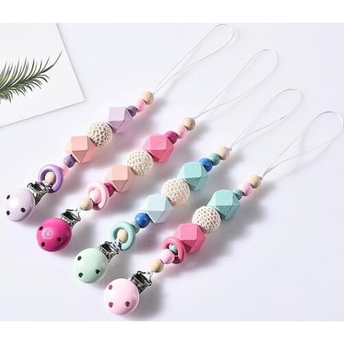 Baby Pacifier Clips Silicone Beads Teether Chain Fall-resisting Baby Teethers Necklaces Infant Toys