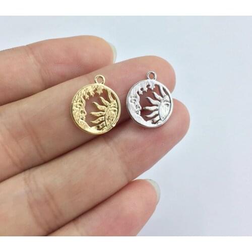 Eruifa 20pcs 12mm Very Popular Sun with Moon Zinc Alloy Necklace,Earring Bracelet Jewelry DIY Handmade 2 Colors