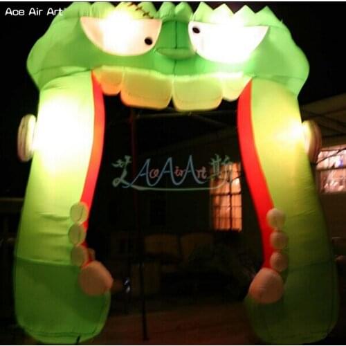 Nice designed inflatable Frankenstein mouth arch,creative green mouth style yard archway,entrance door for sale