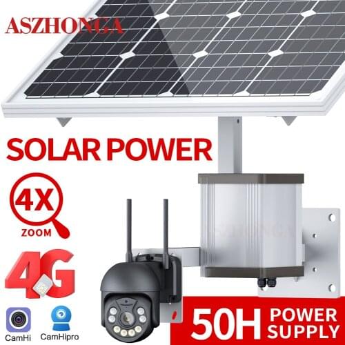 HD 1080P WIFI Security IP Camera Wireless 2MP 3G 4G SIM Card Outdoor PTZ CCTV Surveillance Cam 40W 20A Battery Solar Panel CamHi