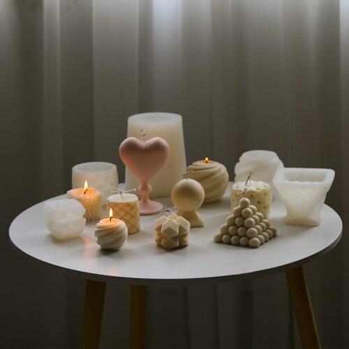 Creative Geometric Shapes Candle Molds Candle Making Supplies Fondant Cake Silicone Mold Resin Mold Home Decoration Plaster Mold