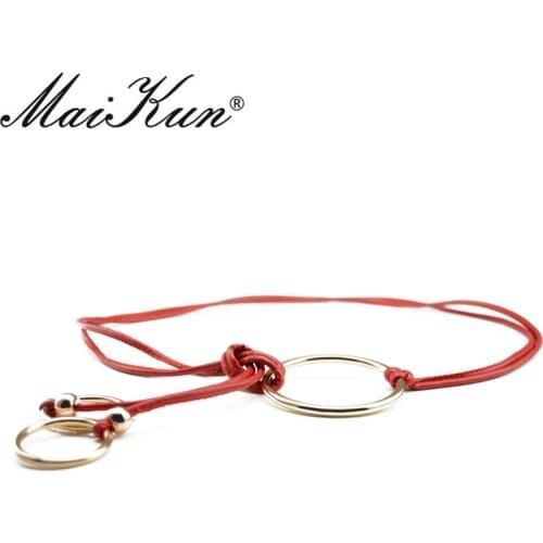 Causal Leather Dress Belts for Women Elegant Thin Female Waistband for Jeans Skirt High Quality Round Golden Circle Chain Belts