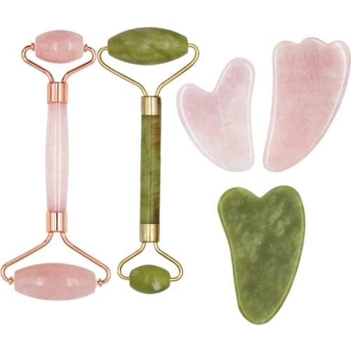 Facial Massage Roller Guasha Board Double Head Jade Stone Face Lift Body Skin Relaxation Slimming Beauty Neck Thin Lift Care Too