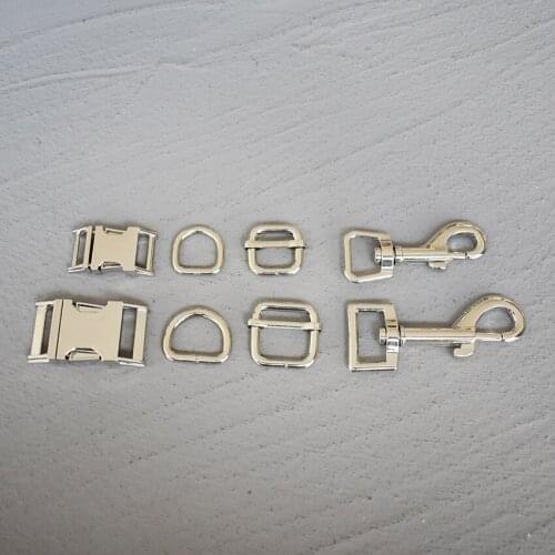 100 Sets 15/20/25/30mm Metal D Ring Adjuter Strap Buckle Slider Adjustment Buckle For Pet Dog Collar Silver Handmade Accessory