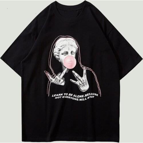 Hip Hop Streetwear Mens T-shirt Independent Statue Printed Short Sleeve Tees Male Harajuku Casual Cotton T-shirts Oversize Tops