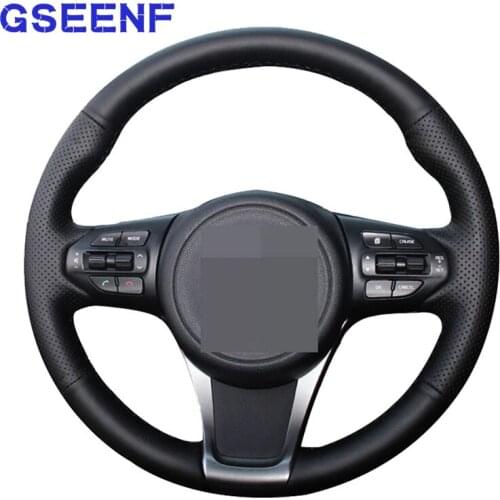 Handmade Car Steering Wheel Cover Soft Black Genuine Leather Comfortable For kia sorento 2015