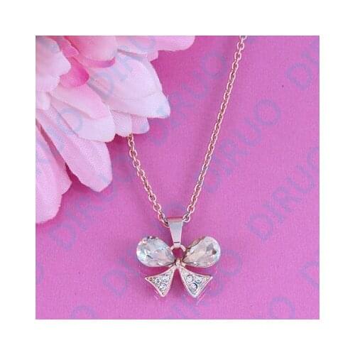 The newest Women Jewelry Bow shape Necklace Pendant Real Plated Nickel-free