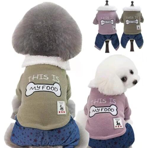 Dog Clothes autumn Winter New Bones Four-legged dog Jumpsuits wadded jacket Teddy Bear Pomerian Small dogs Pet Warm down coat