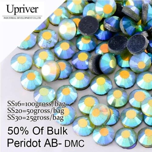 Bulk Packing Shiny Stones Best Quality SS16 SS20 SS30 Peridot AB Hotfix Rhinestones