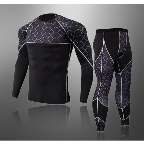 Excellent Winter Fleece Mens Cycling Base Layers Outdoor Sports Fitness Underwear Set Thermal Warm Long Running Top Pants Suits