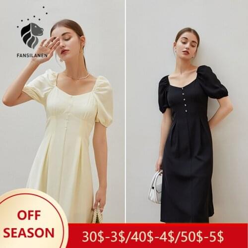 FANSILANEN Office Lady French Retro Butterfly Tea Break Dress Female Summer 2021 New Design Sense Casual Long Women Dress