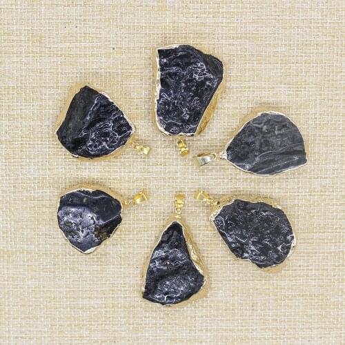 Hot sale 6 PCS wholesale natural stone black tourmaline pendant repair ore can be used for DIY jewelry making necklace accessori