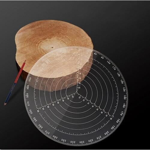 Transparent Carpentry Centering Ruler 360 Degree Angle Round Center Line Scribe Layout Gauge Woodworking DIY Tool
