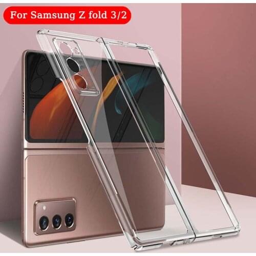 Transparent Phone Case For Samsung Galaxy Z Fold 2 5G Front Back Protective Cover Hard PC Clear Bumper Shell Z Fold2 Accessories