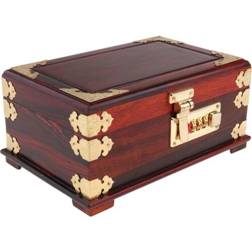 Retro 1/6 Mini Annatto Rosewood Jewelry Box with Coded Lock Furniture for Dollhouse 12inch Action Figures Accessories