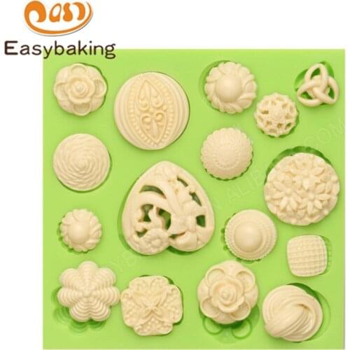 Multiple Shape Silicone Resin Mold Jewelry Design Mould Fondant Cake Decoration Baking Tools Women Brooch Buttons Pattern