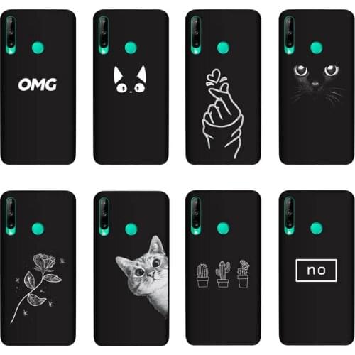 QAQsam Silicone Cover For Huawei P40 lite E Case Painting Flower Cat Moon Matte Phone Cases Funda