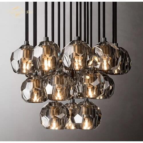 Luxury LED Chandeliers Lighting Crystal Retro ound Cluster Ball Pendant Hanging Lamps Bedroom Living Room Dining Room Lights