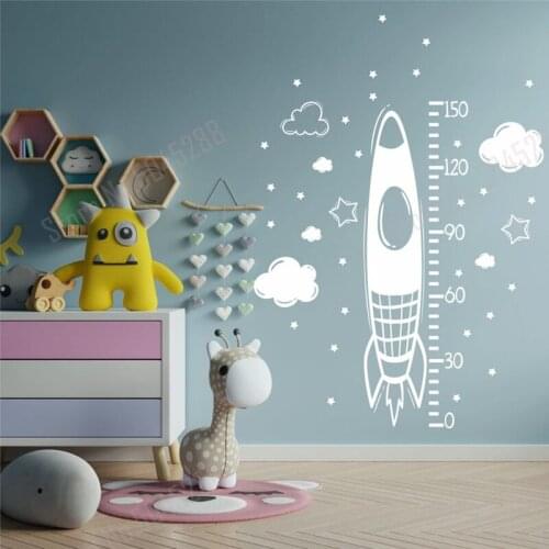 Growth Chart Reach for the Stars Scale Wall Decal Height Meter for Childrens Room Rocket Height Decor Sticker Space Decor Z576