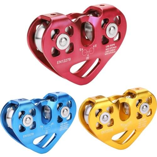 30KN/ 6700 Outdoor Double pulley Zip Line Cable Trolley Outdoor Rock Climbing Rescue Dual Pulley Zip Line Rescue Cable Trolley