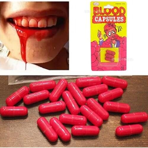 3Pcs/Box Horror Funny Halloween Prop Gag Realistic Fake Blood Pills Capsules