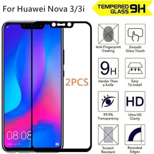 2-in-1 Tempered Glass For Huawei Nova 3 Explosion-proof Screen Protector Glass On Huawei Nova 3i protective