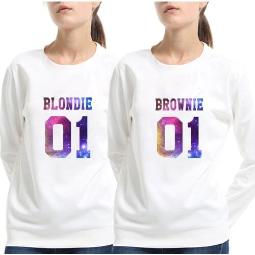 Women Autumn Gray Brownie 01 Best Friends Print Hoodies Tumblr BBF Long Sleeve Shirt Funny Sweatshirts